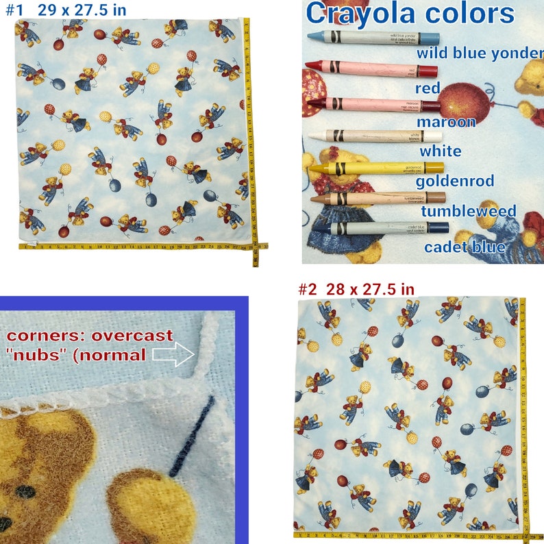 Blue Jean Teddy Bear Baby Blanket Flannel 28 Vintage 90s Lovey Security