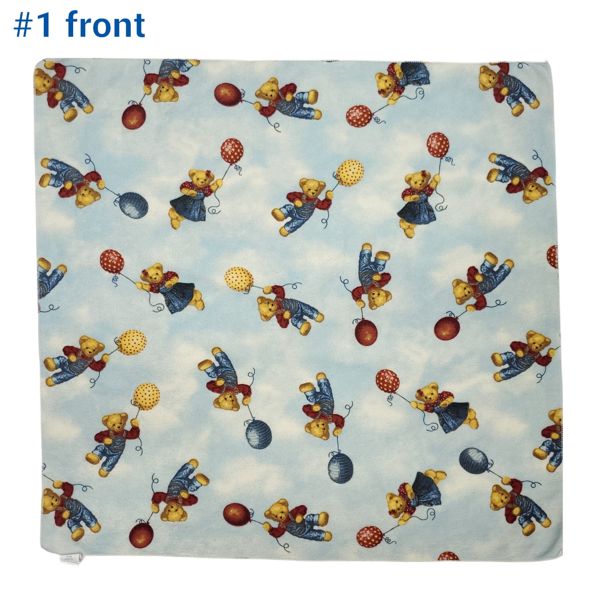 Blue Jean Teddy Bear Baby Blanket Flannel 28 Vintage 90s Lovey Security