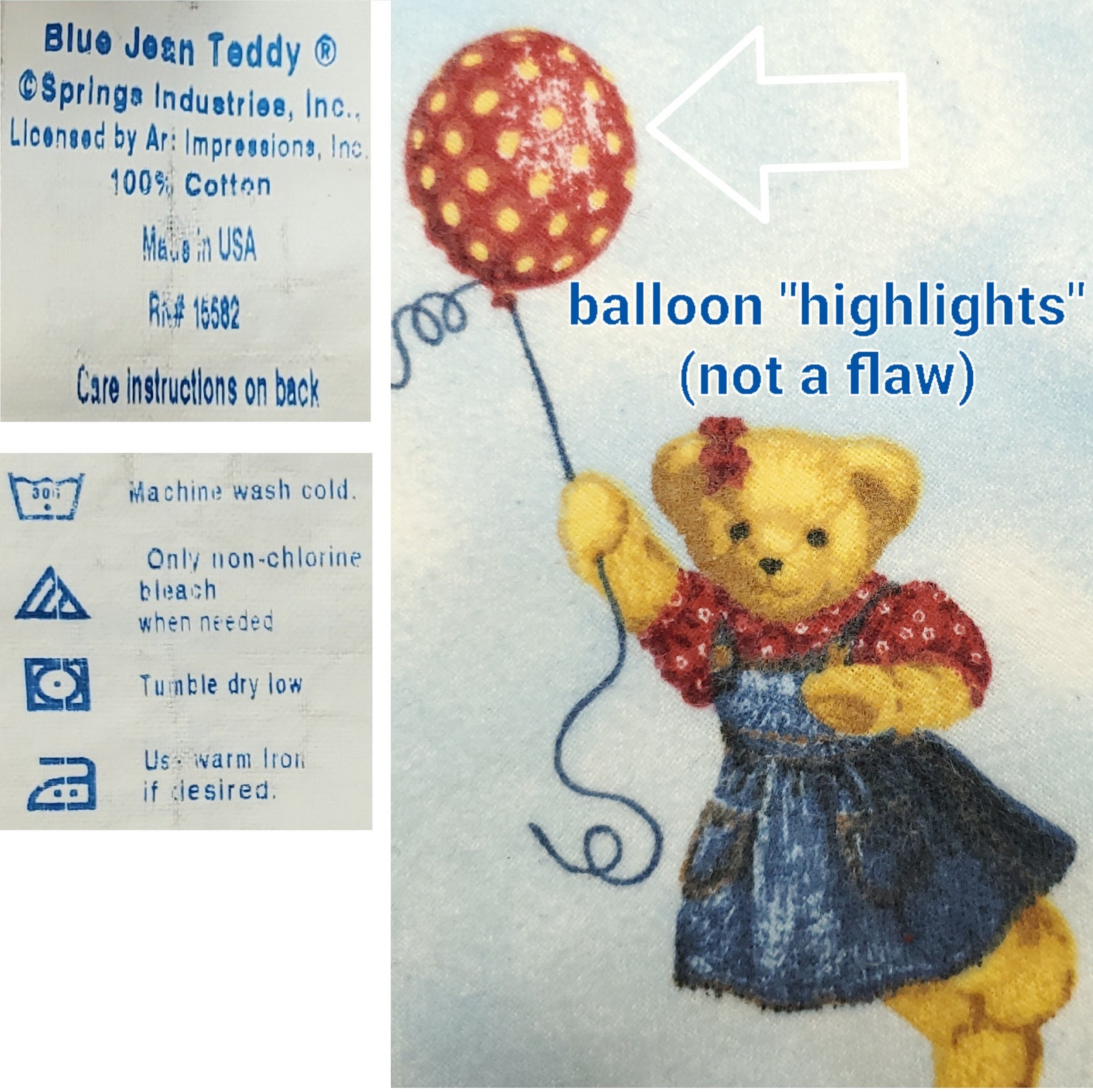 Blue Jean Teddy Bear Baby Blanket Flannel 28 Vintage 90s Lovey Security