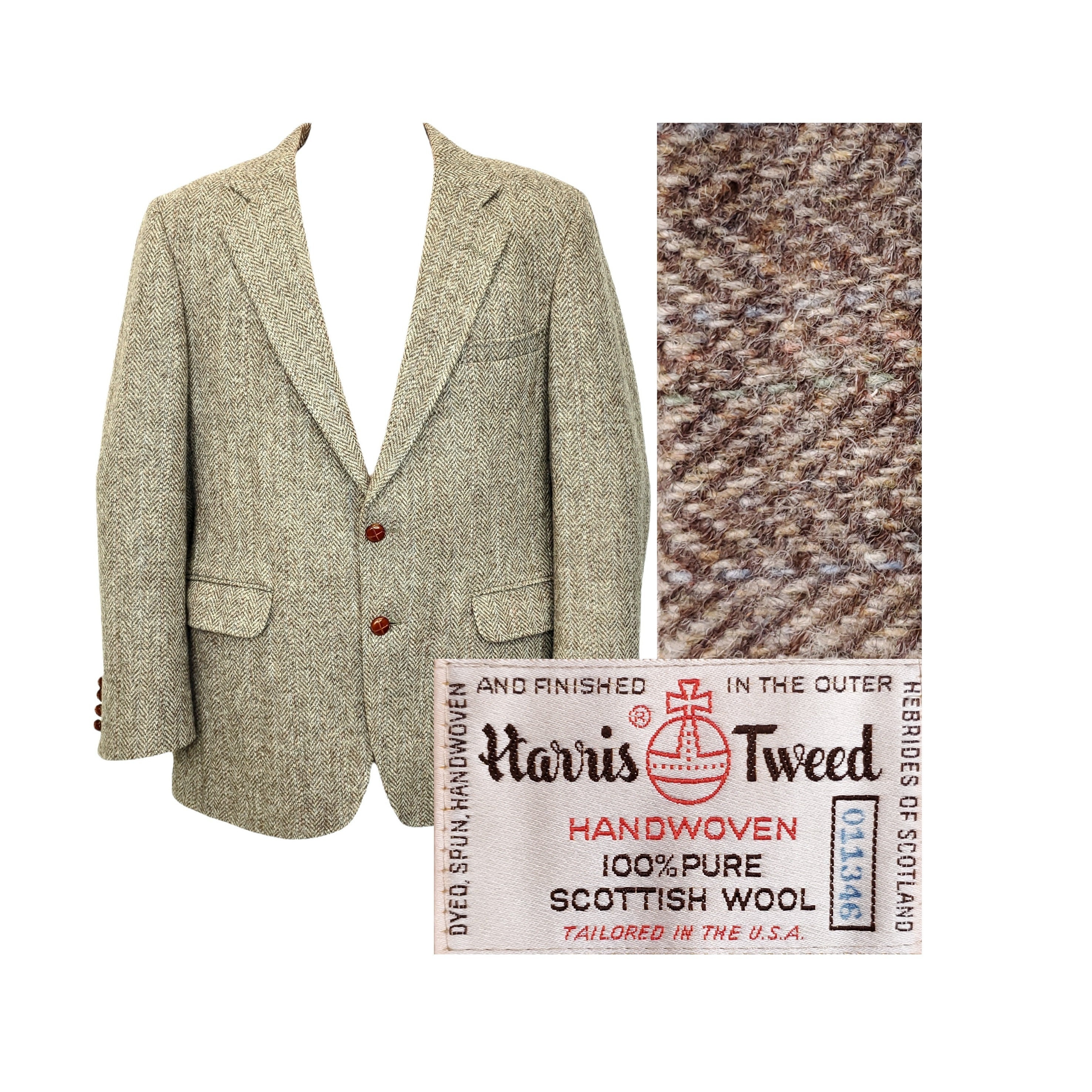 Grand Le Mar - Herringbone Beige Wool Double Breasted Coat