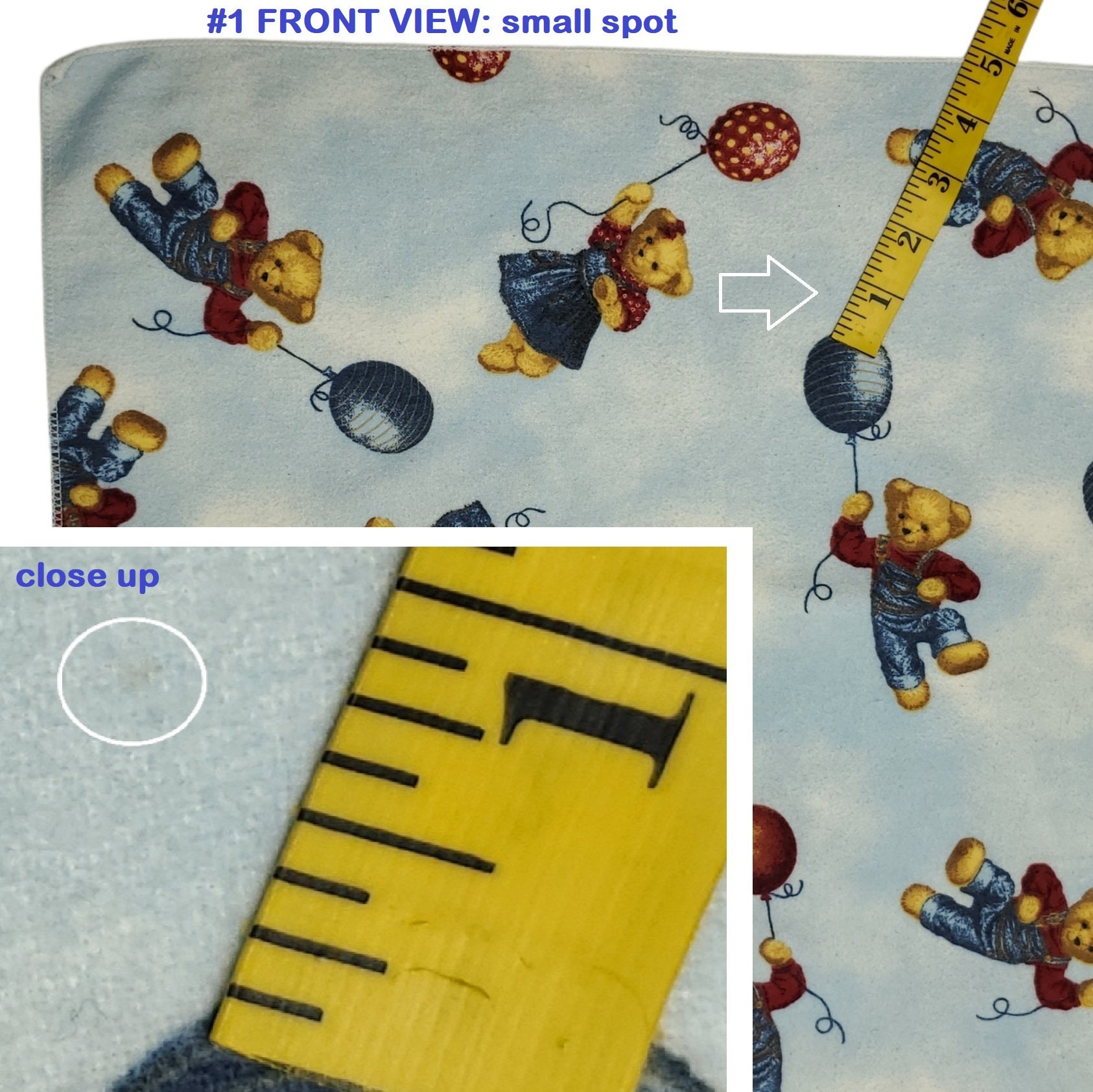 Blue Jean Teddy Bear Baby Blanket Flannel 28 Vintage 90s Lovey Security