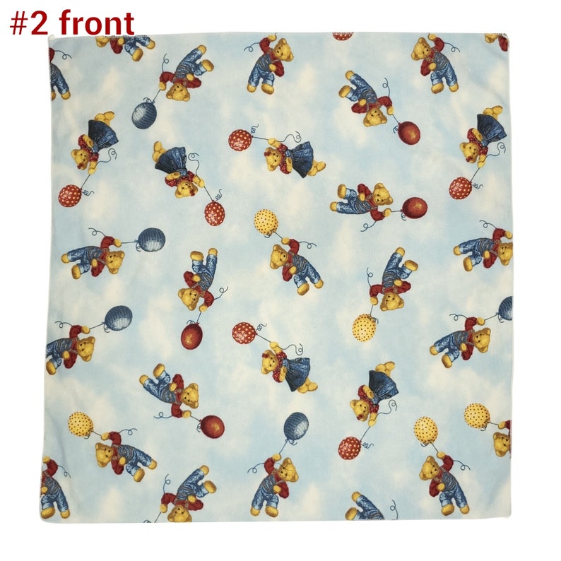 Blue Jean Teddy Bear Baby Blanket Flannel 28 Vintage 90s Lovey Security