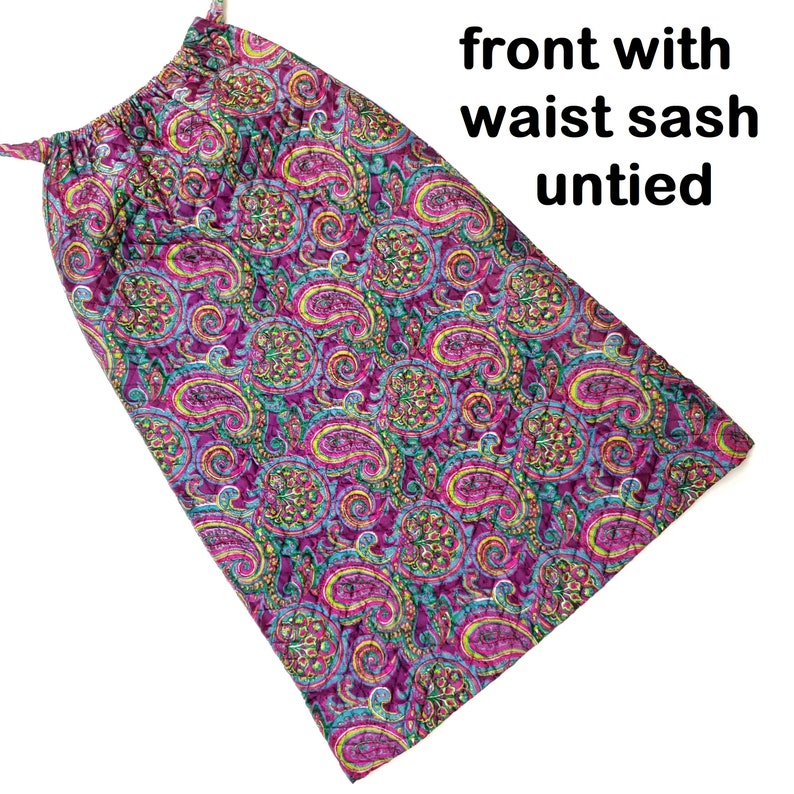 Quilted Maxi Skirt Hostess Size Small XS Vintage 60s Floral Paisley Mod Pink Purple