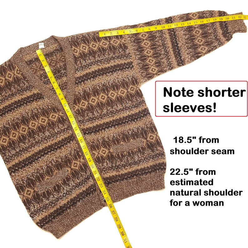 Alpaca Wool Cardigan Sweater Mens Large Handmade in Peru Cottagecore Geometric V-neck Pockets Womens Large XL