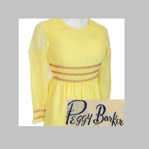 Vintage 70s Maxi Dress Womens Small Smocked Long S