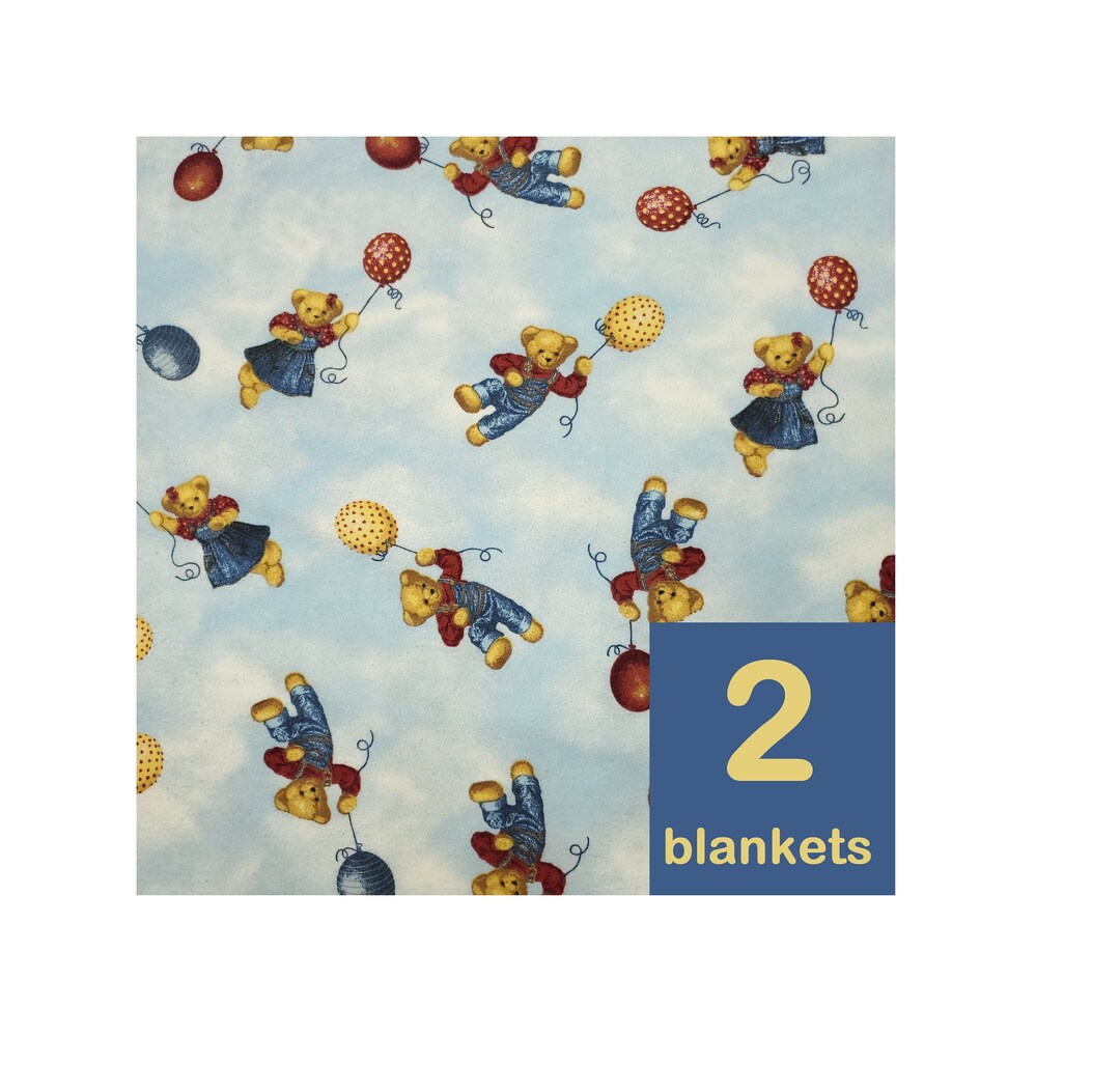 Blue Jean Teddy Bear Baby Blanket Flannel 28 Vintage 90s Lovey Security