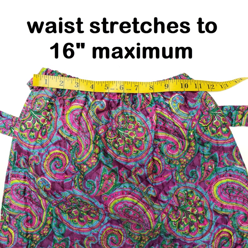 Quilted Maxi Skirt Hostess Size Small XS Vintage 60s Floral Paisley Mod Pink Purple