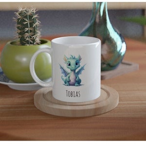 Cadeau enfant personnalisable - tasse dragon - céramique, cadeau scolarisation, anniversaire, Noël
