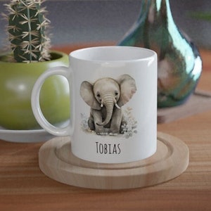 Tasse personnalisable avec éléphant - cadeau enfant - céramique, cadeau scolarisation, anniversaire