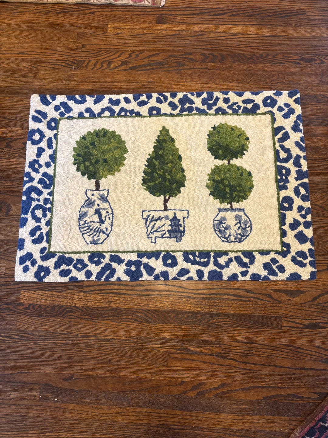 Topiary Design Rug Hand Hooked Wool Topiary and Leopard Rug/doormat - Etsy