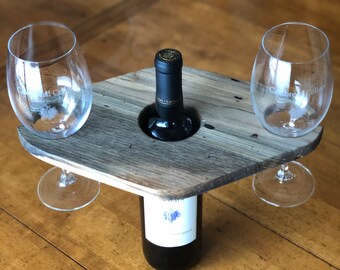 Wine bottle and glass caddy