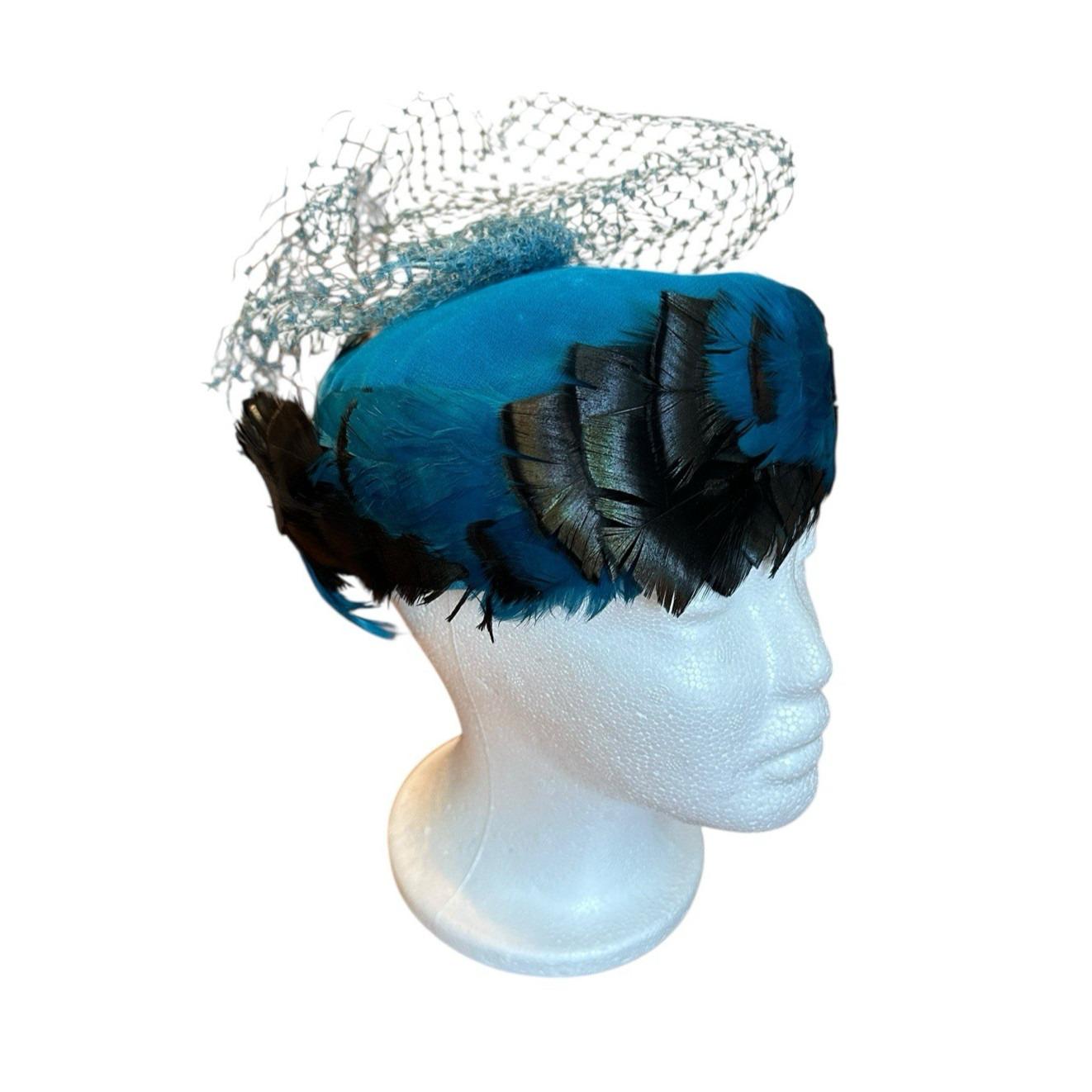 Vintage Teal Hat 60s - Etsy