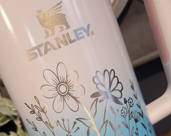 Engraved Stanley Tumbler, Personalized Stanley, Stanley Engraving, Gift for Her, Personalized Gift, Custom Stanley Mug, Floral Stanley Cup