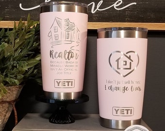 Real Estate Yeti Tumbler, House Agent Gift, Real Estate Mug, Real Estate Logo, House Closing Gift, Real Estate Agent Cup, Badass Agent Mug