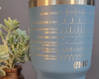 EKG Rhythm Engraved Yeti, Personalized Nursing Tumbler, Nursing School Graduation Gift, Nursing Student, Nursing Gifts, Nurse Retirement