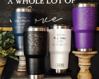 Personalized Fathers Gift, Handwriting Gift, Memorial Gift, Kid's Drawing, Handwiting Engraved Yeti Tumbler, Gift for Coach or Teacher