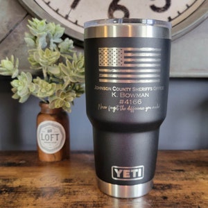Law Enforcment Engraved Yeti, Police Officer Gift, Custom Engraved Yeti Tumbler, American Flag Engraved, Proud American Gift