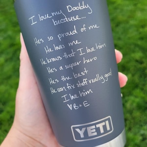 Personalized Yeti, Kid's Drawing, Childs Doodle Engraved, Handwriting Gift, Unique Fathers Day Gift, Engraved Yeti, Childrens Drawing