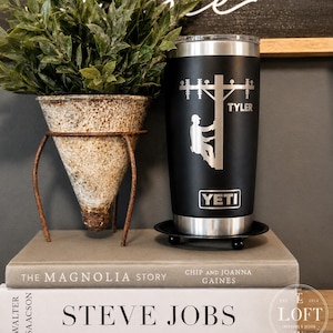 Engraved Yeti for Lineman, Lineman Pole Dancer, Lineman Cup, Journeyman Lineman, Power Lineman, Powerline Gift, Lineman Coffee, Line Life image 1