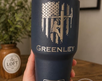 Custom Engraved YETI Tumbler for Linemen | Personalized Lineworker Gift | Utility Worker Cup | Electrical Apprentice Gift | Any Design, Logo