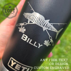 Custom Engraved Fish Yeti Tumbler – Personalized Outdoor Gift – Any Fish, Wildlife, or Nature Design – Great for Anglers & Outdoorsmen