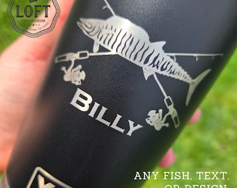 Custom Engraved Fish Yeti Tumbler – Personalized Outdoor Gift – Any Fish, Wildlife, or Nature Design – Great for Anglers & Outdoorsmen