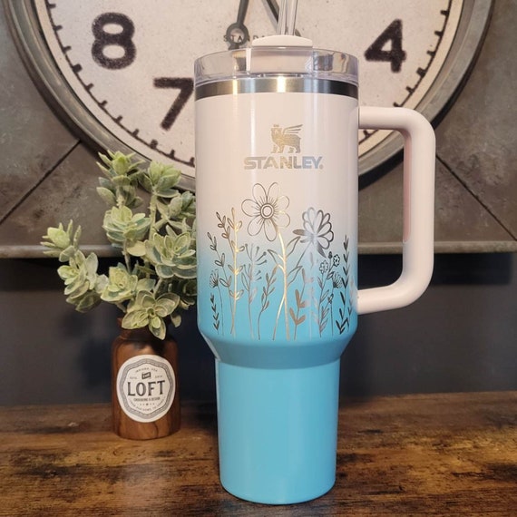 Floral Stanley Quencher 40oz, Stanley Mug, Engraved Tumbler, Engraved  Stanley, Full Wrap Stanley, Travel Mug, Personalized Cup 