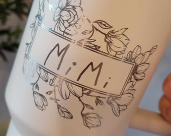 Grandma Gift, Custom Engraved Stanley, Personalized Stanley Quencher, Gift for Mom, Gift for Grandma, Custom Stanley, Floral Mimi Stanley