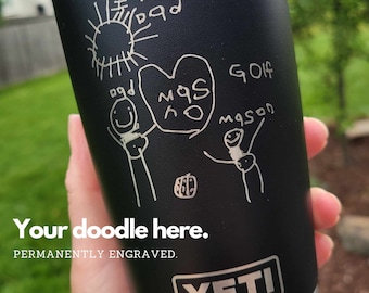Personalized Engraved Yeti, Handwriting Engraved, Kid&#39;s Drawing, Child Doodle, Handwriting Cup Engraved, Memorial Handwriting Gift