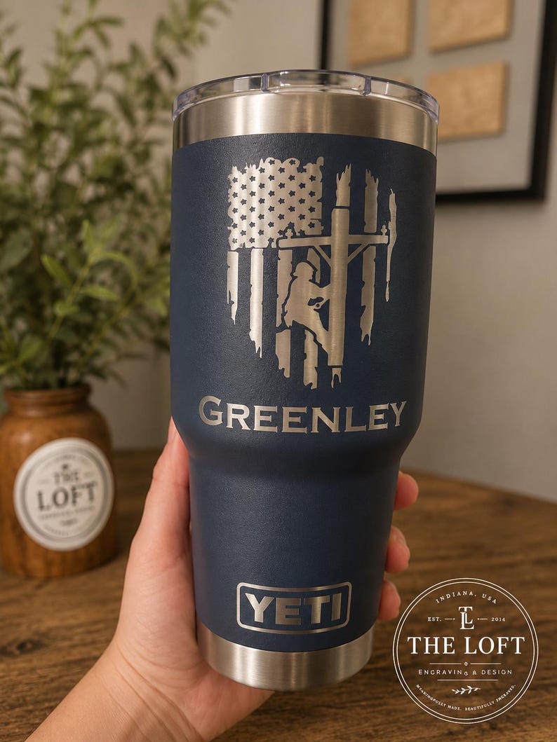 Engraved Yeti for Lineman, Lineman Pole Dancer, Lineman Cup, Journeyman Lineman, Power Lineman, Powerline Gift, Lineman Coffee, Line Life image 13