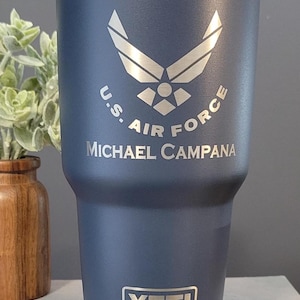 Engraved Military Yeti Tumbler, Air Force Gift, Deployment Gift for Husband, Military Appreciation, Gift for Airman, Airman SVG, Yeti Mug