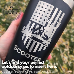 Custom Engraved Hunter Yeti Tumbler – Personalized Outdoor Gift – Any Fish, Wildlife, or Nature Design – Great for Anglers & Outdoorsmen