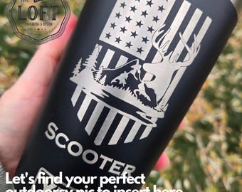 Custom Engraved Hunter Yeti Tumbler – Personalized Outdoor Gift – Any Fish, Wildlife, or Nature Design – Great for Anglers & Outdoorsmen