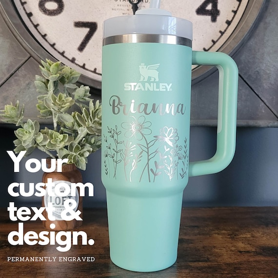 Engraved Stanley Tumbler H2.0 , Personalized Stanley Quencher, Gift for  Her, Personalized Gift, Custom Stanley Mug, Floral Stanley Tumbler 