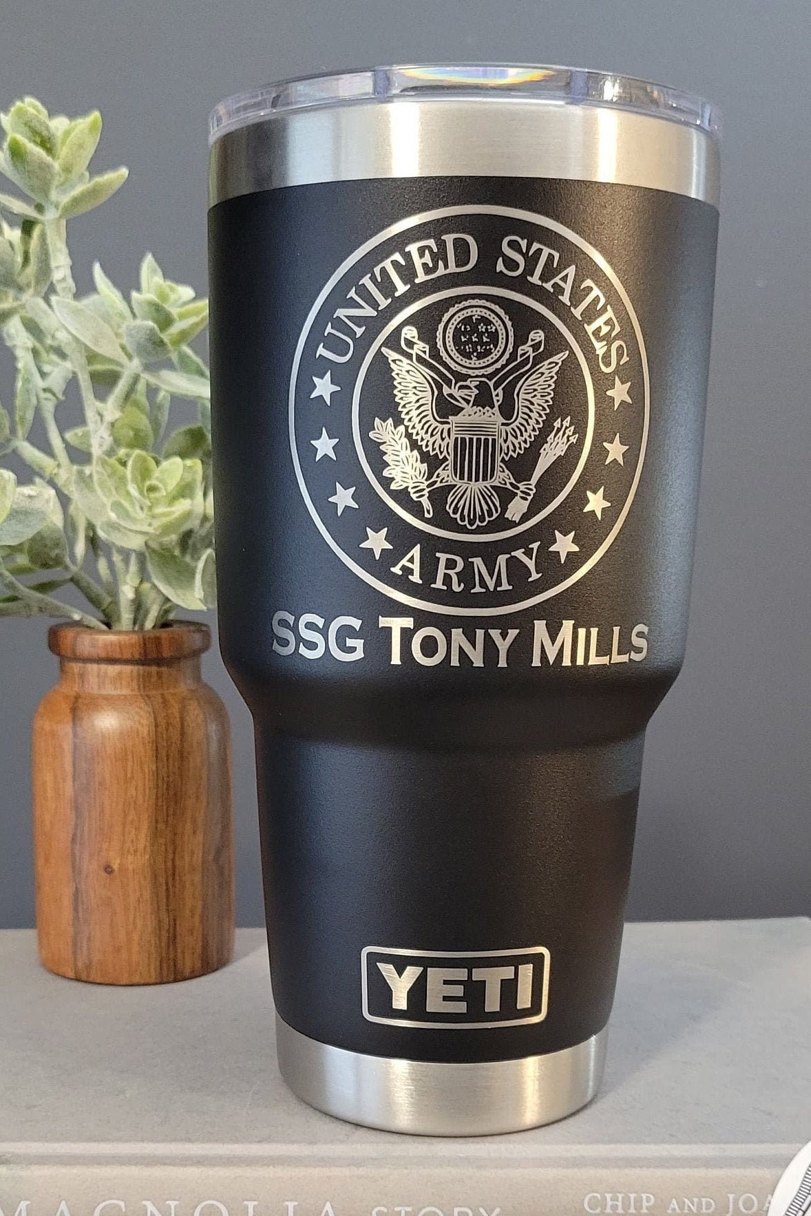 Personalized Black Yeti Marine Corps 20oz Tumbler (w