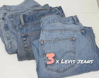 3 (Three) Pairs Levi's 501 jeans - Blues & Blacks | Unisex |Sizes W30 - W50 or Mixed Available | Cheapest | Wholesale Projects Reseller
