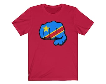 DRC Democratic Republic of the Congo Flag Fist Jersey T Shirt (Unisex )