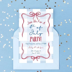 Gingham 4th of July Invitation Template