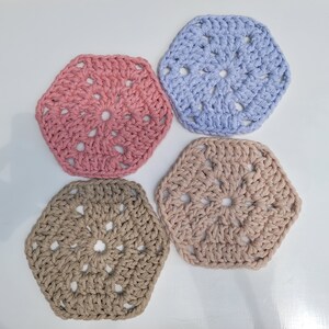 Crochet Coasters, Set of 4 Multi Color, Thick Cotton, 4 Inch - Etsy