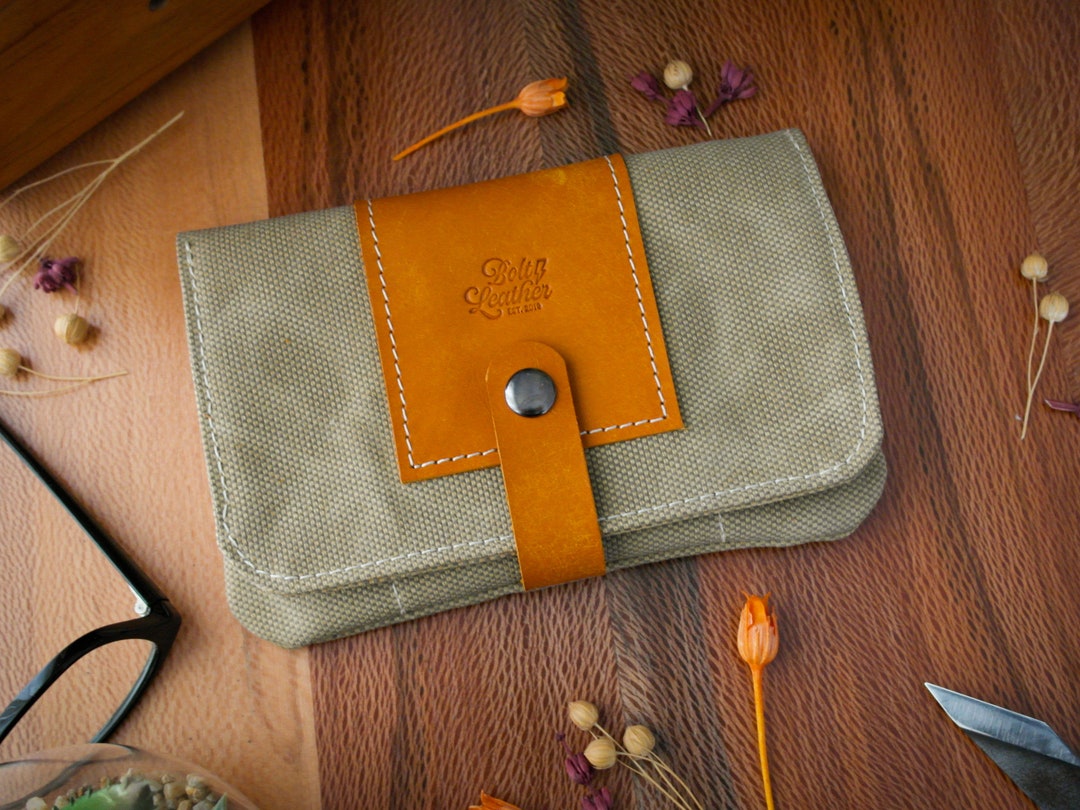 Handmade Waxed Canvas Tobacco Pouch, Waterproof and Durable, Small and Stylish Canvas Pouch for