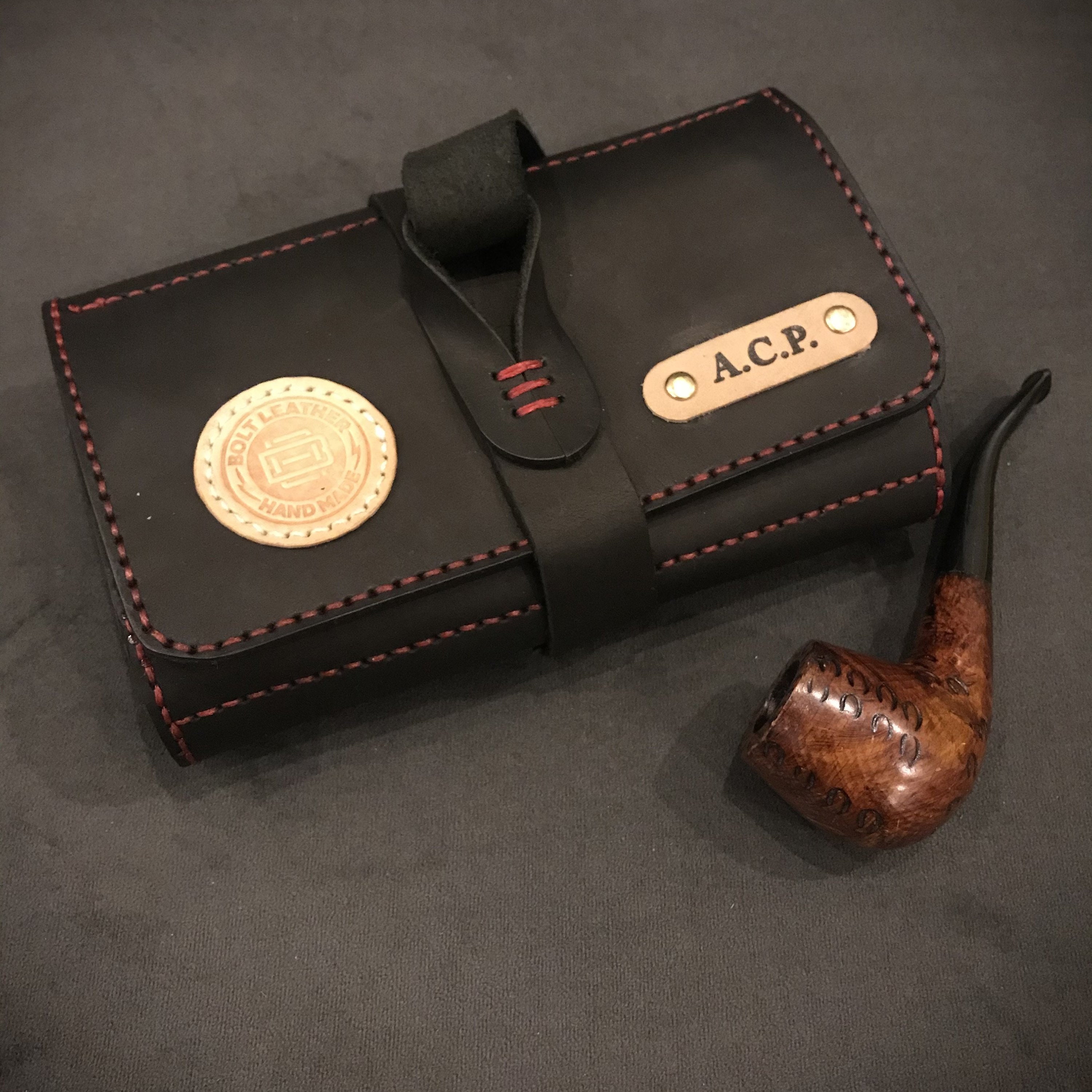 Custom Tobacco pouch leather Carbon Black Tobacco pouch for Etsy