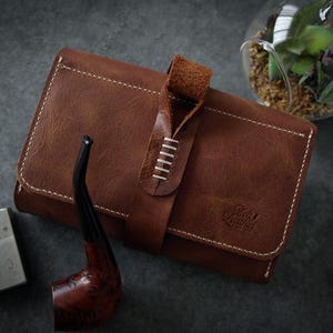 Funda de cuero para tabaco, Funda de cuero para 2 pipas, Funda de cuero para pipa, Funda de cuero para pipa, Funda de cuero para pipa