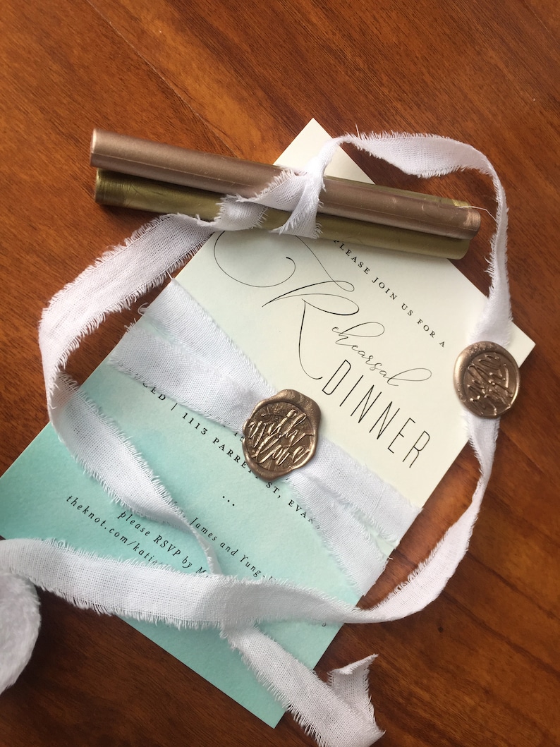 Wedding invitation belly band ribbon and wax seal Etsy