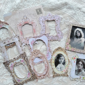 10 x cadres, style vintage, fleurs, journal indésirable, fournitures de scrapbooking, fabrication d&#39;éphémères