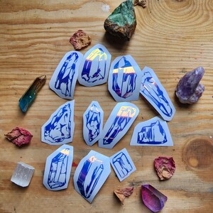 Holographic Crystals Stickers pack | vinyl | Crystals gems stones