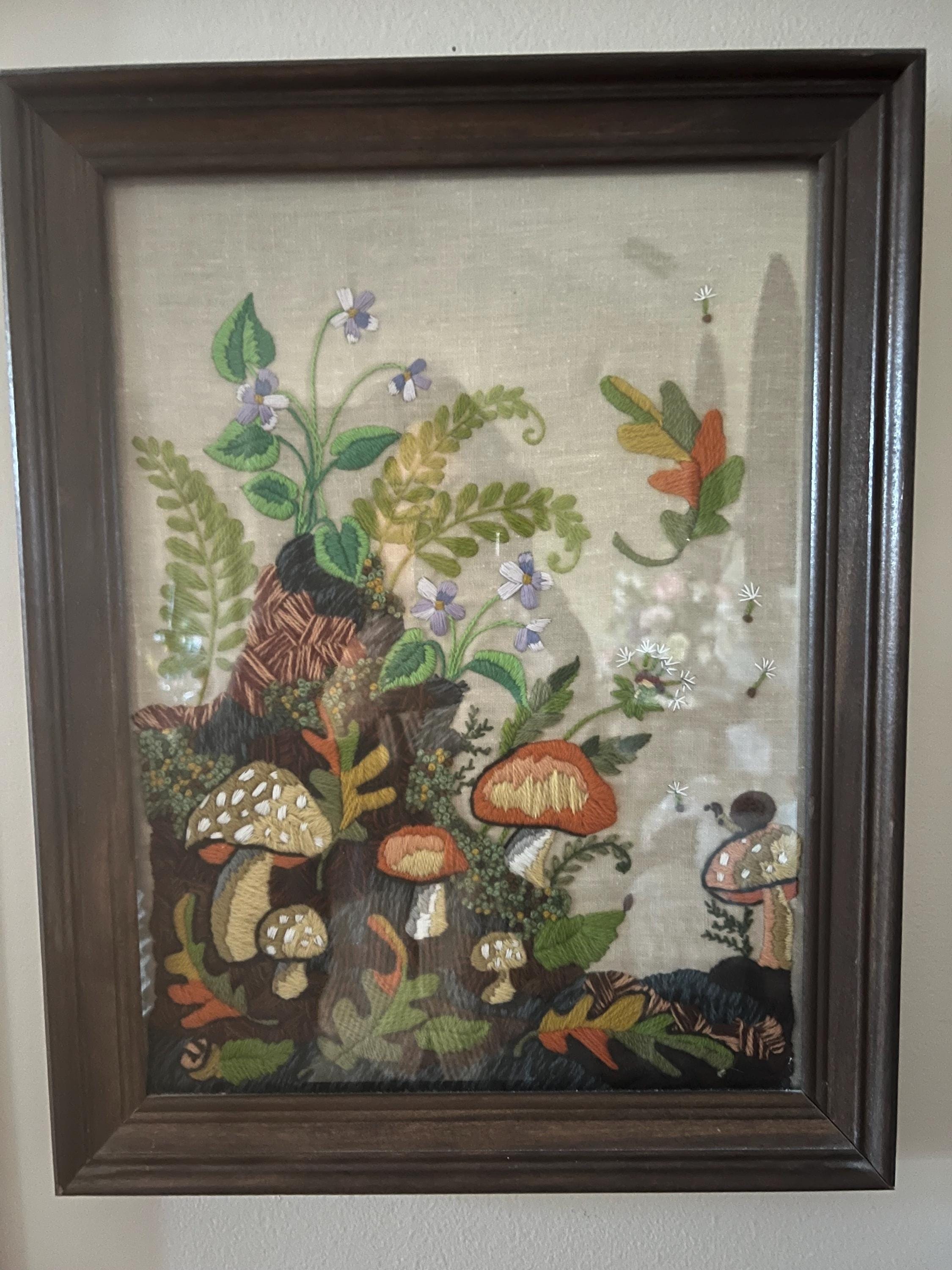 Broderie artistique Crewel Pensées, fleur dans un bol, cadre