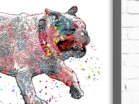 English Bulldog Puppy Watercolor Print Dog Art Print Pet Gift Dog Lover Nursery 