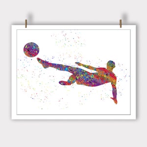 Soccer Player, Watercolor Print, Male Football, Boy Soccer Gift, Gift Soccer Player, Wall Art, Original Prints, Nursery Posters,Gift for him imagem 2