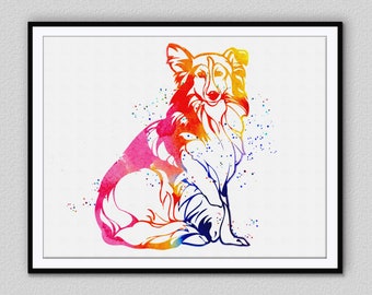 Hundeliebhaber Geschenk Aquarell Druck Kinder Wandkunst Border Collie Hund Home Decor Wandbehang Hund Collie Kunstdruck Kinderwand Dekor Geschenk