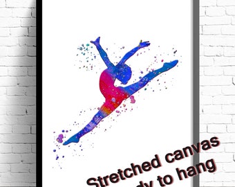 GYMANSTICS ARTISTIC FEMALE Poster Gymnast Watercolor Print Gymnast Girl Painting Rhythmic Gymnast Art Print Sports Wall Art Gift